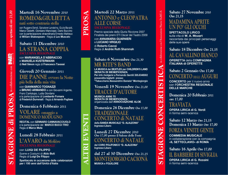 stagione teatro Alaleona 2010 2011 programma